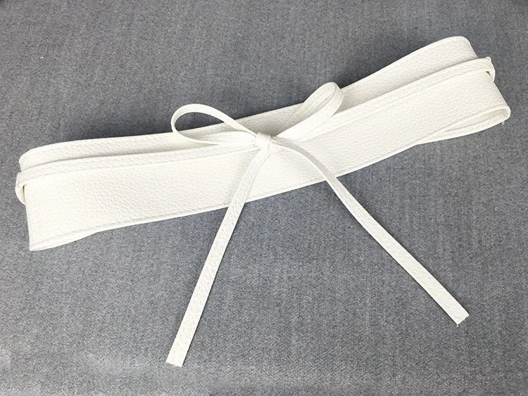 Adjustable Bow Wide Wrap White Belts JLTHB0251