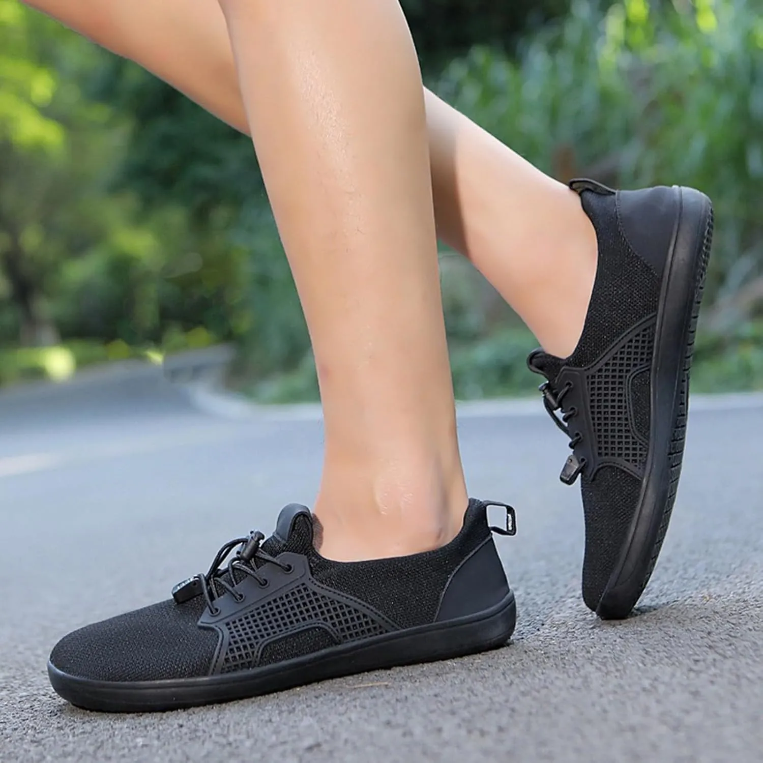 Arch Support Orthopedic Sneakers for Women Breathable Zero Drop Adjustable Barefoot Shoes Fly Woven Mesh Shoe