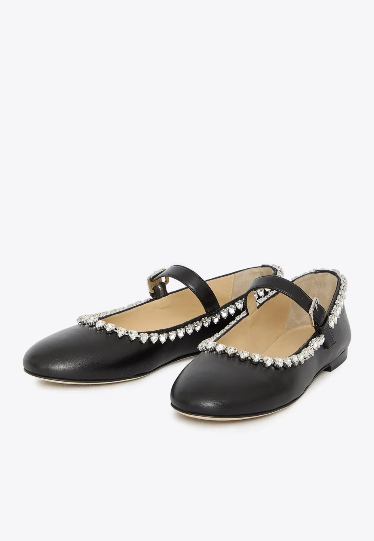 Audrey Crystal-Embellished Ballerina Flats