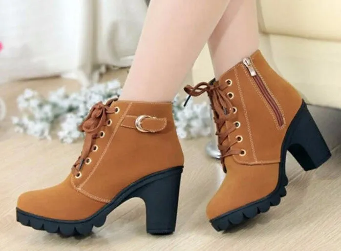 Autumn Casual High Heels Women's Boots