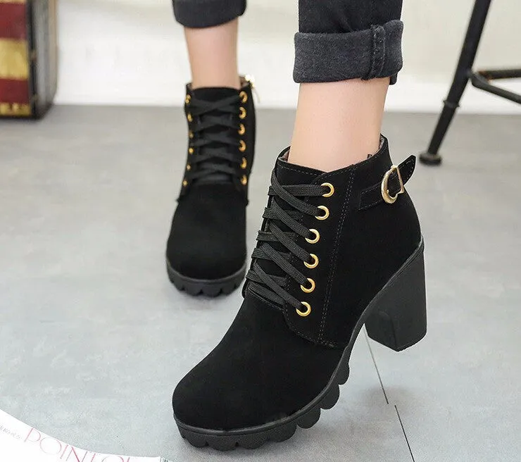 Autumn Casual High Heels Women's Boots