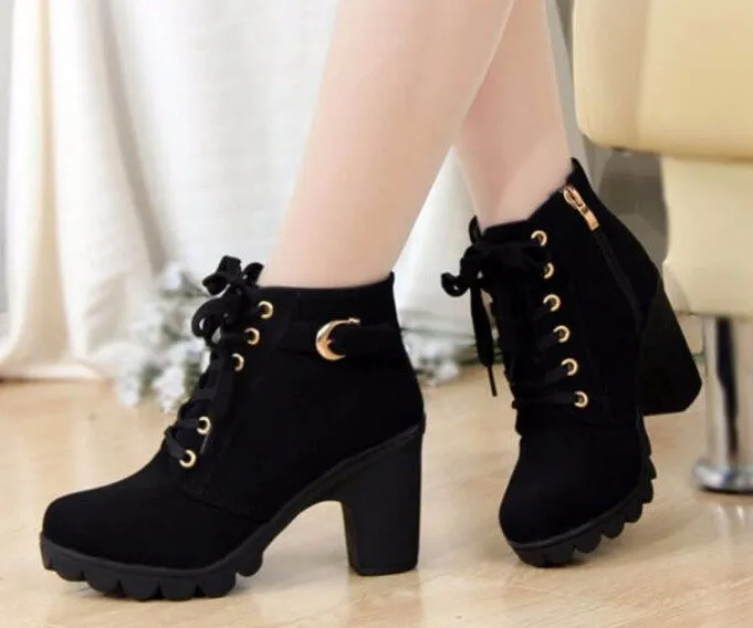 Autumn Casual High Heels Women's Boots