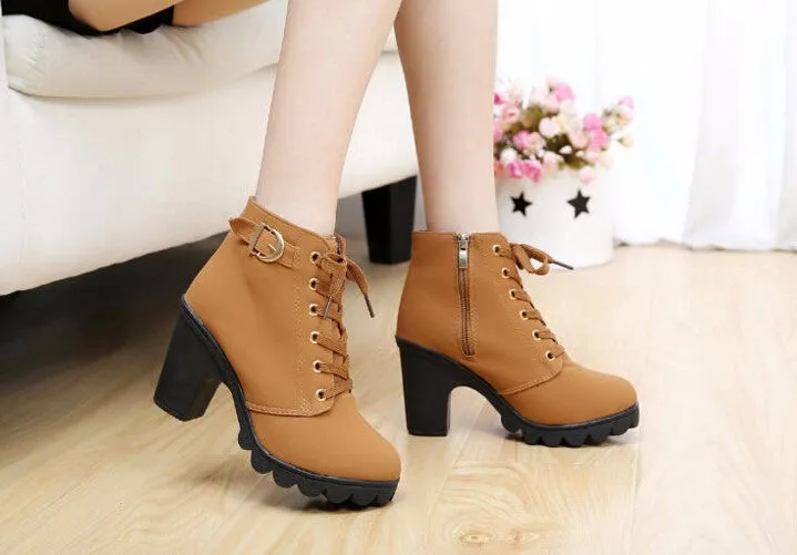 Autumn Casual High Heels Women's Boots