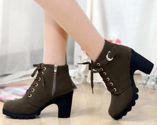 Autumn Casual High Heels Women's Boots