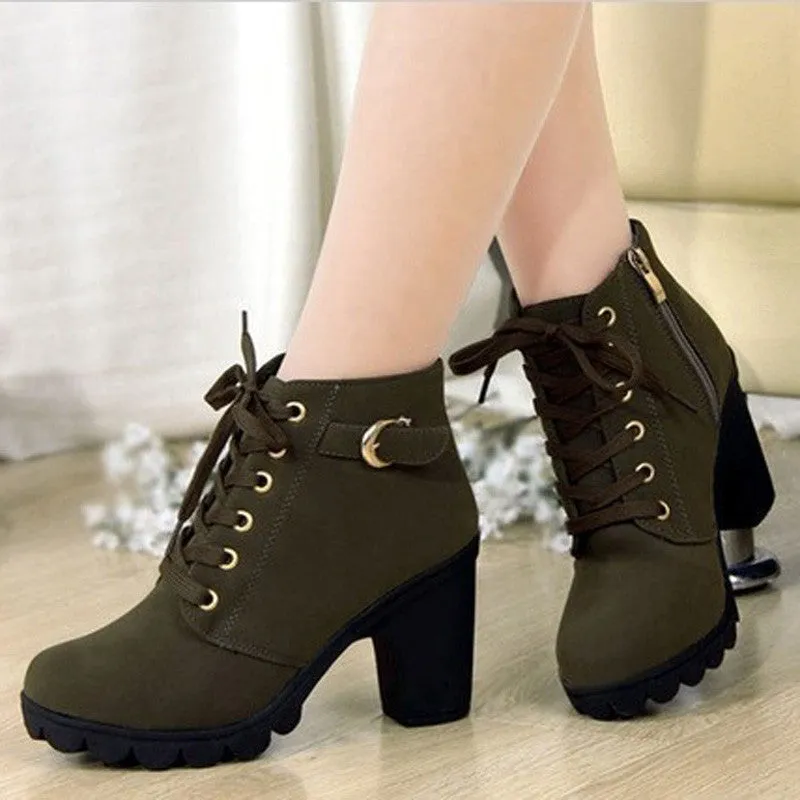 Autumn Casual High Heels Women's Boots