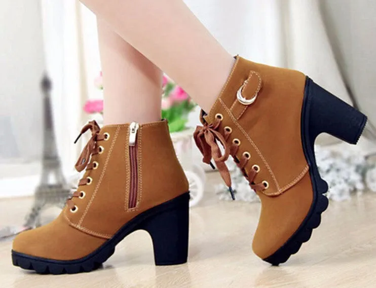 Autumn Casual High Heels Women's Boots