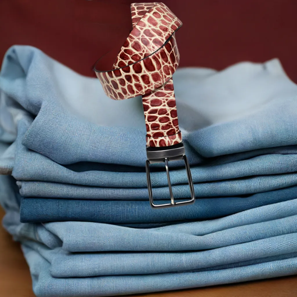 B23 Red Gator Leather Belt