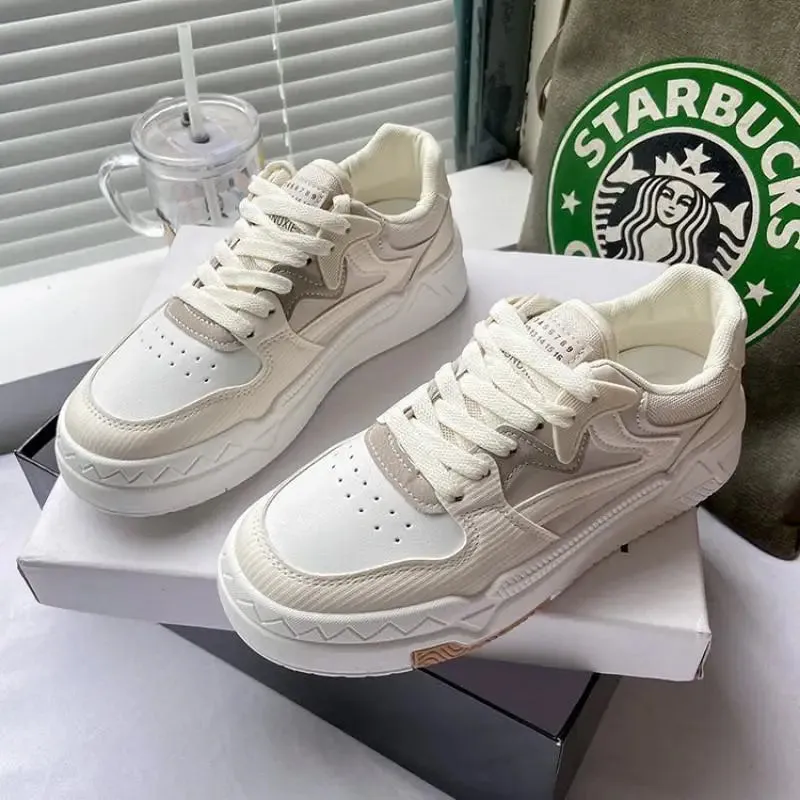 binfenxie  -  Brand Leather Women's Sneakers White Platform Woman Sports Sneakers Female Vulcanized Shoes Sneakers Casual Ladies Trainers