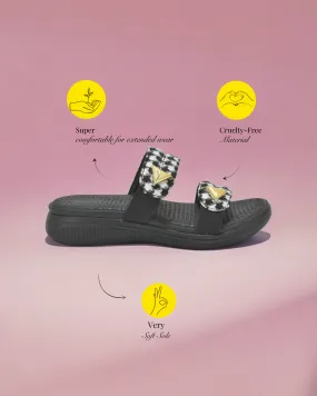Black Checkered Jes Slides