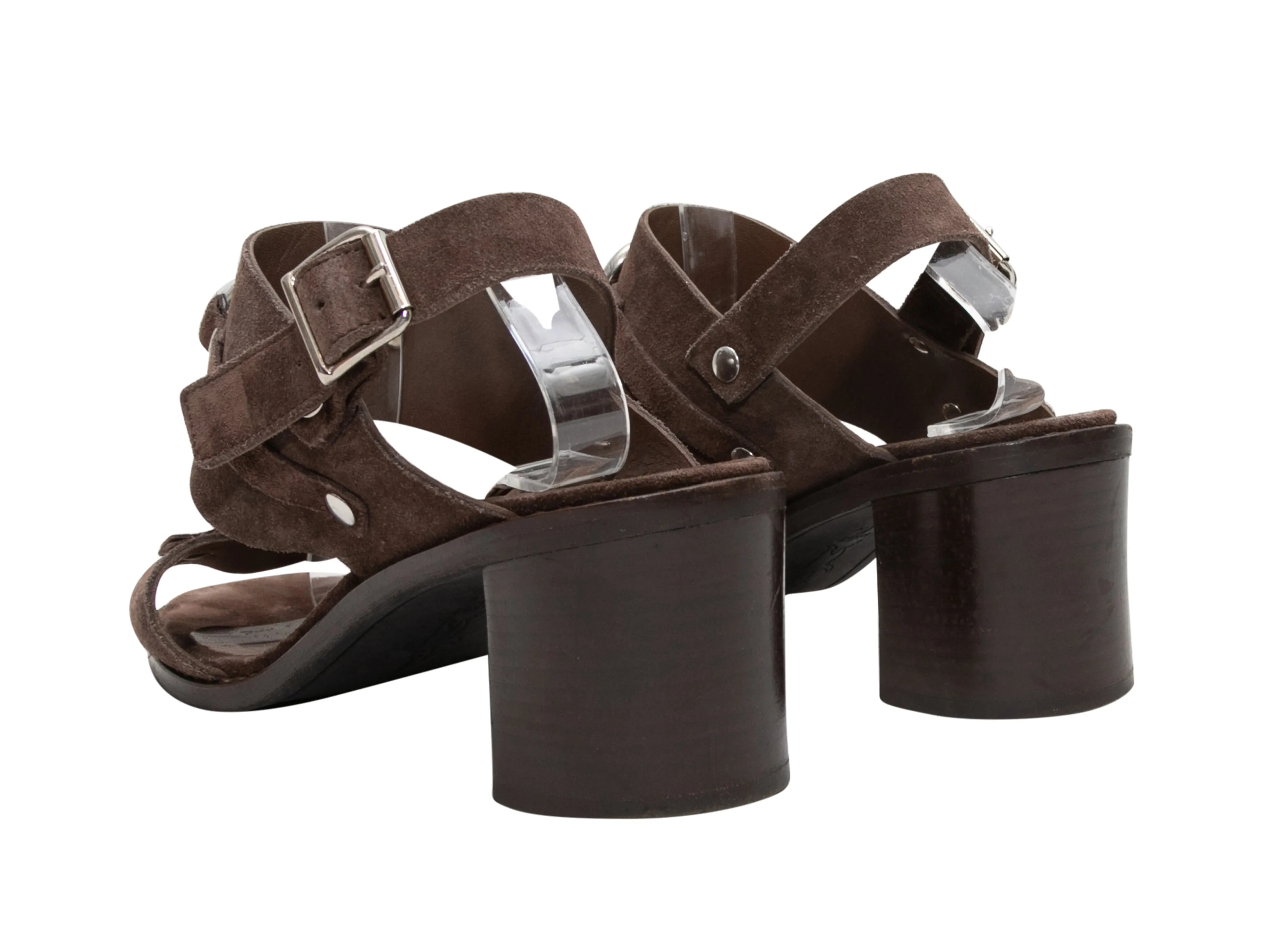 Brown Marni Suede O-Ring Slingback Heeled Sandals Size 40