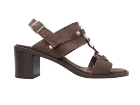 Brown Marni Suede O-Ring Slingback Heeled Sandals Size 40