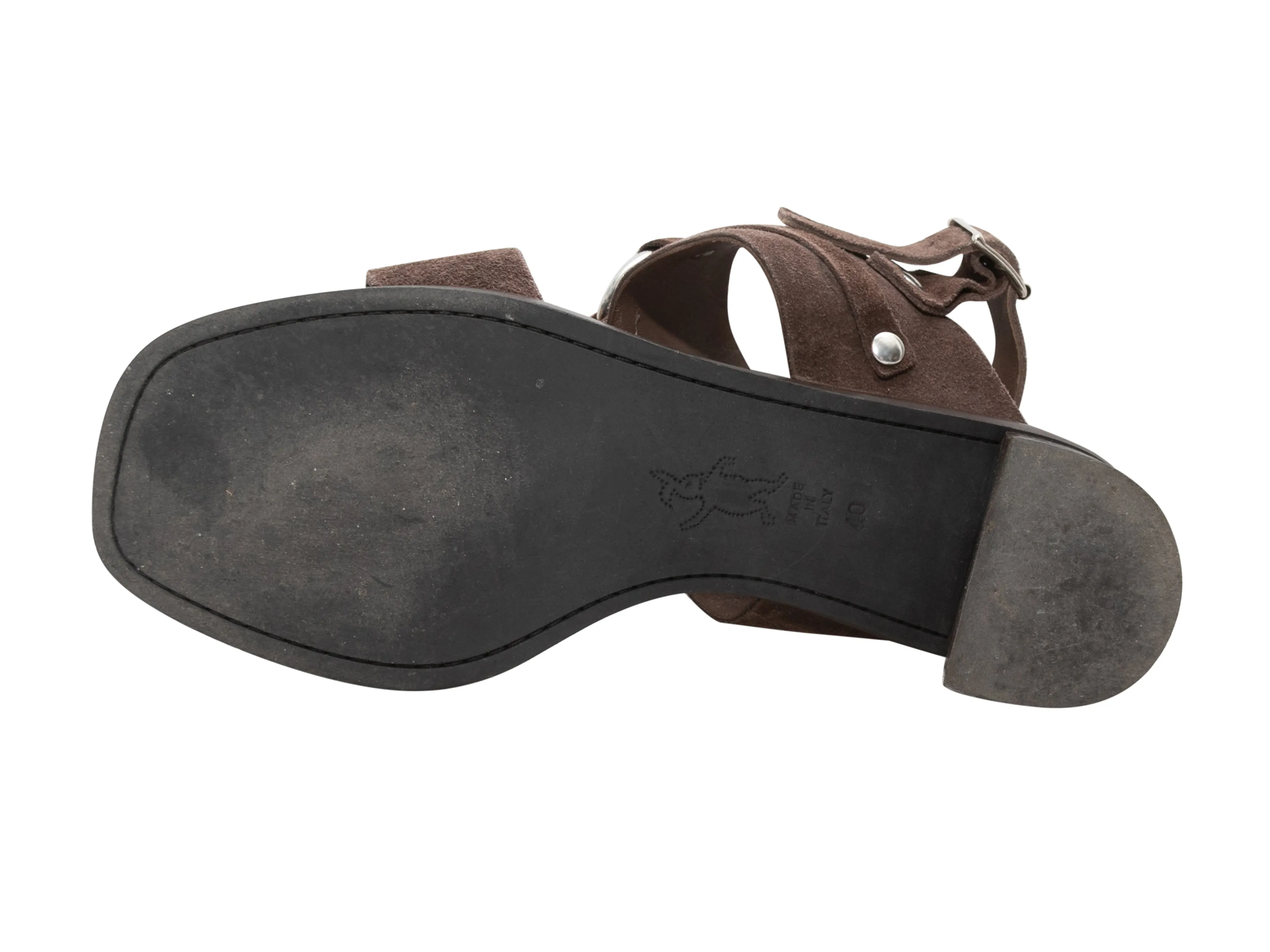 Brown Marni Suede O-Ring Slingback Heeled Sandals Size 40