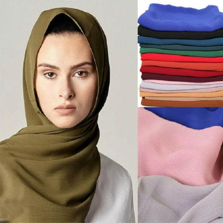 Chic Solid Chiffon Turban Shawl Scarf for Women