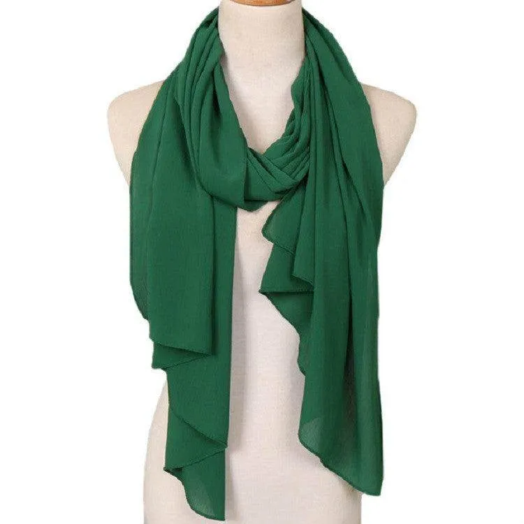 Chic Solid Chiffon Turban Shawl Scarf for Women