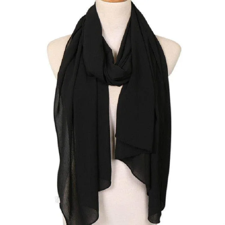 Chic Solid Chiffon Turban Shawl Scarf for Women