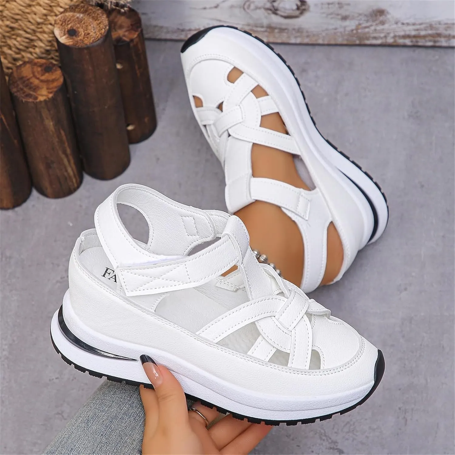 Covered Toe Sandals for Women Fashion Athletic Sports Wedge Sandals Summer Walking Running Breathable Wedge Shoes