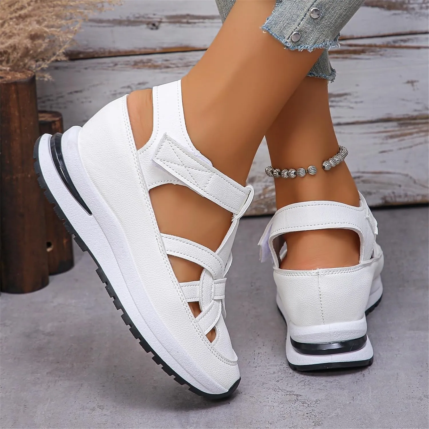 Covered Toe Sandals for Women Fashion Athletic Sports Wedge Sandals Summer Walking Running Breathable Wedge Shoes