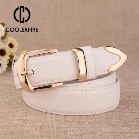 Elegant Gold Buckle Leather Belt: Stylish Fashion Accessory for Women