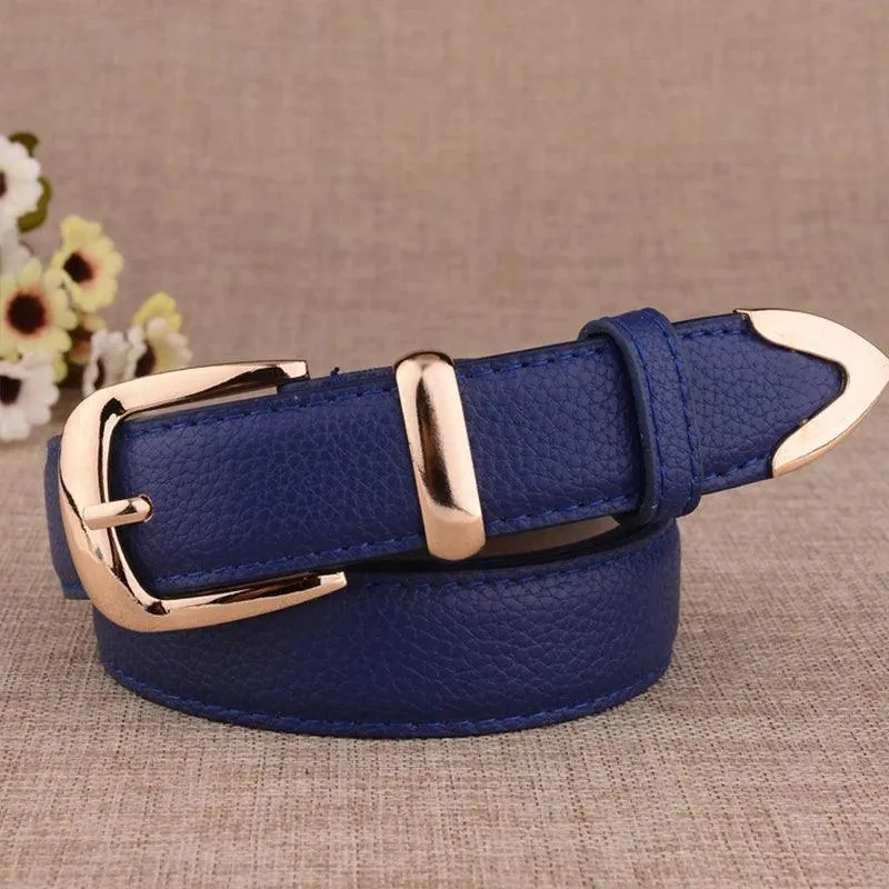 Elegant Gold Buckle Leather Belt: Stylish Fashion Accessory for Women