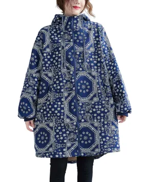 ellazhu Women Zip-up Patterned Hoodie Pocket Jacket Coat Outwear GA2444