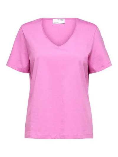 Essential Ss V-Neck Tee - Cyclamen