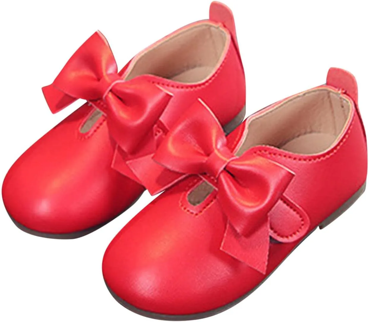 Fashion Autumn Girls Casual Shoes Flat Light Hook Loop Solid Color Bow Simple Size 5 Girls Shoes