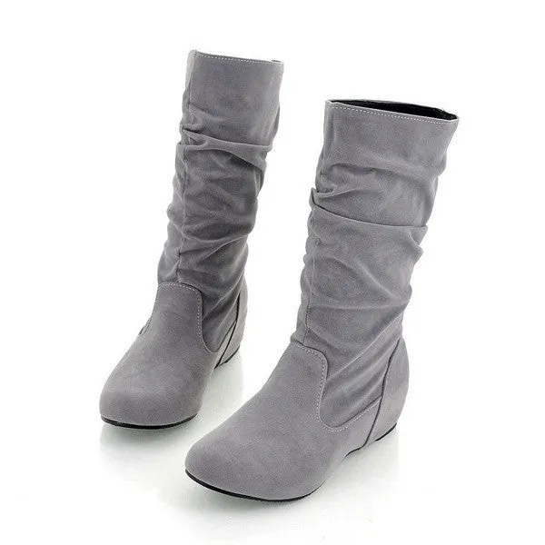 Female Casual Solid Color Mid-Calf Boots