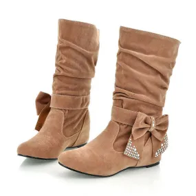 Female Casual Solid Color Mid-Calf Boots