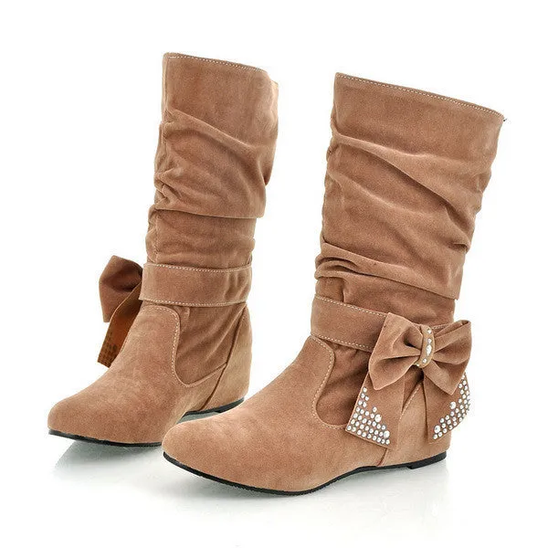 Female Casual Solid Color Mid-Calf Boots