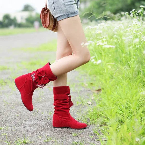 Female Casual Solid Color Mid-Calf Boots