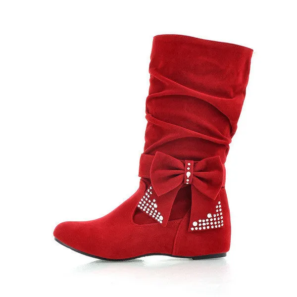 Female Casual Solid Color Mid-Calf Boots