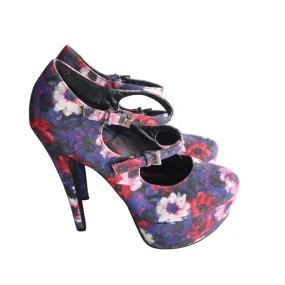 Floral Platform Stilettos With Double Straps By Qupid Women's Size 7