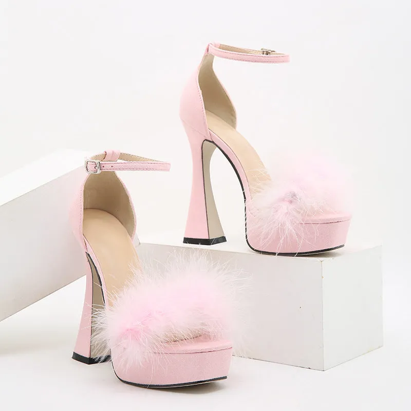 Glamorous Feather-trimmed Sandals