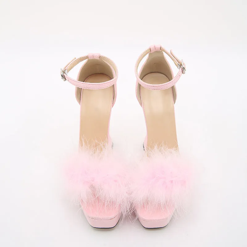 Glamorous Feather-trimmed Sandals
