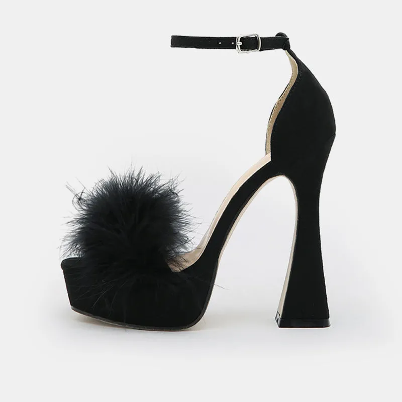 Glamorous Feather-trimmed Sandals
