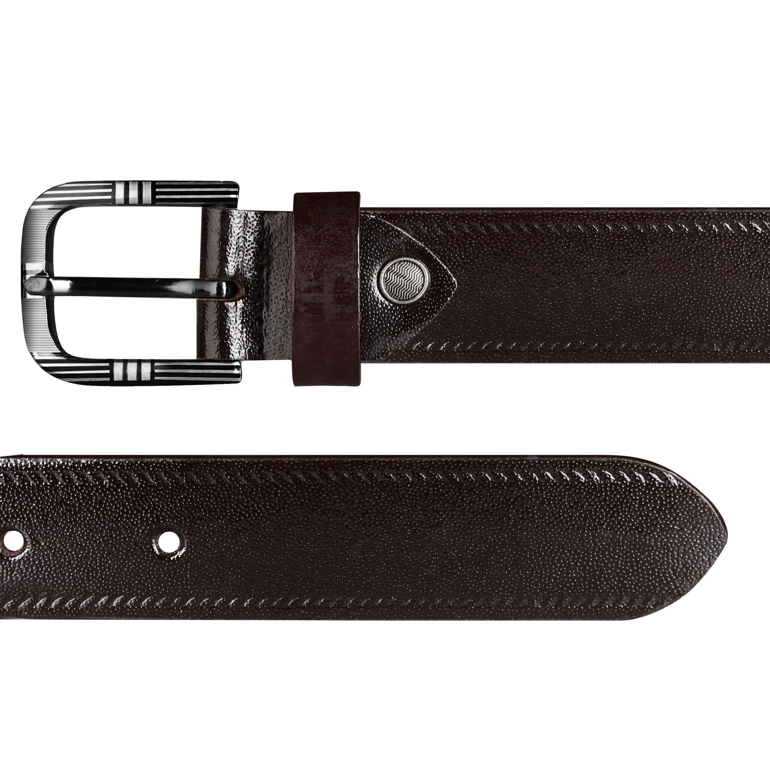 Jaxer Embossed Brown Leather Belt for Men - JXBLT106