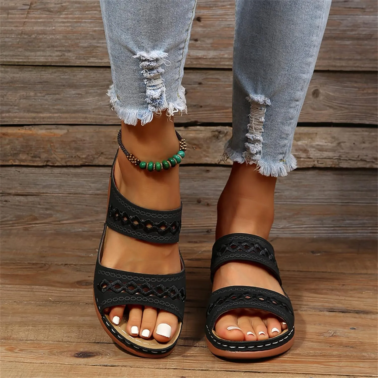 Lausiuoe Orthopedic Sandals For Women Elegant Comfortable Plantar Fasciitis Arch Support Open Toe Orthotic Slides Flip Flops