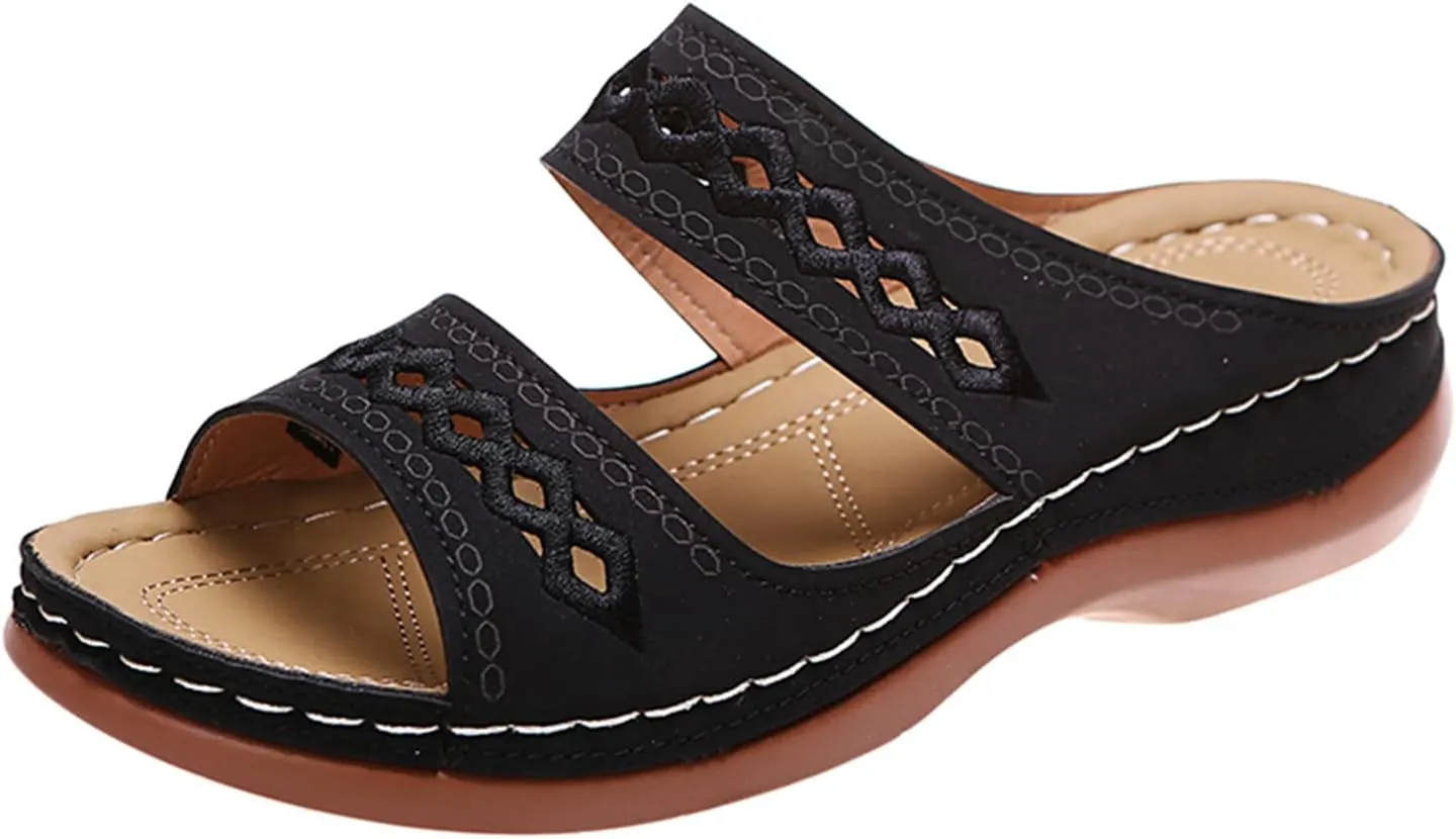 Lausiuoe Orthopedic Sandals For Women Elegant Comfortable Plantar Fasciitis Arch Support Open Toe Orthotic Slides Flip Flops