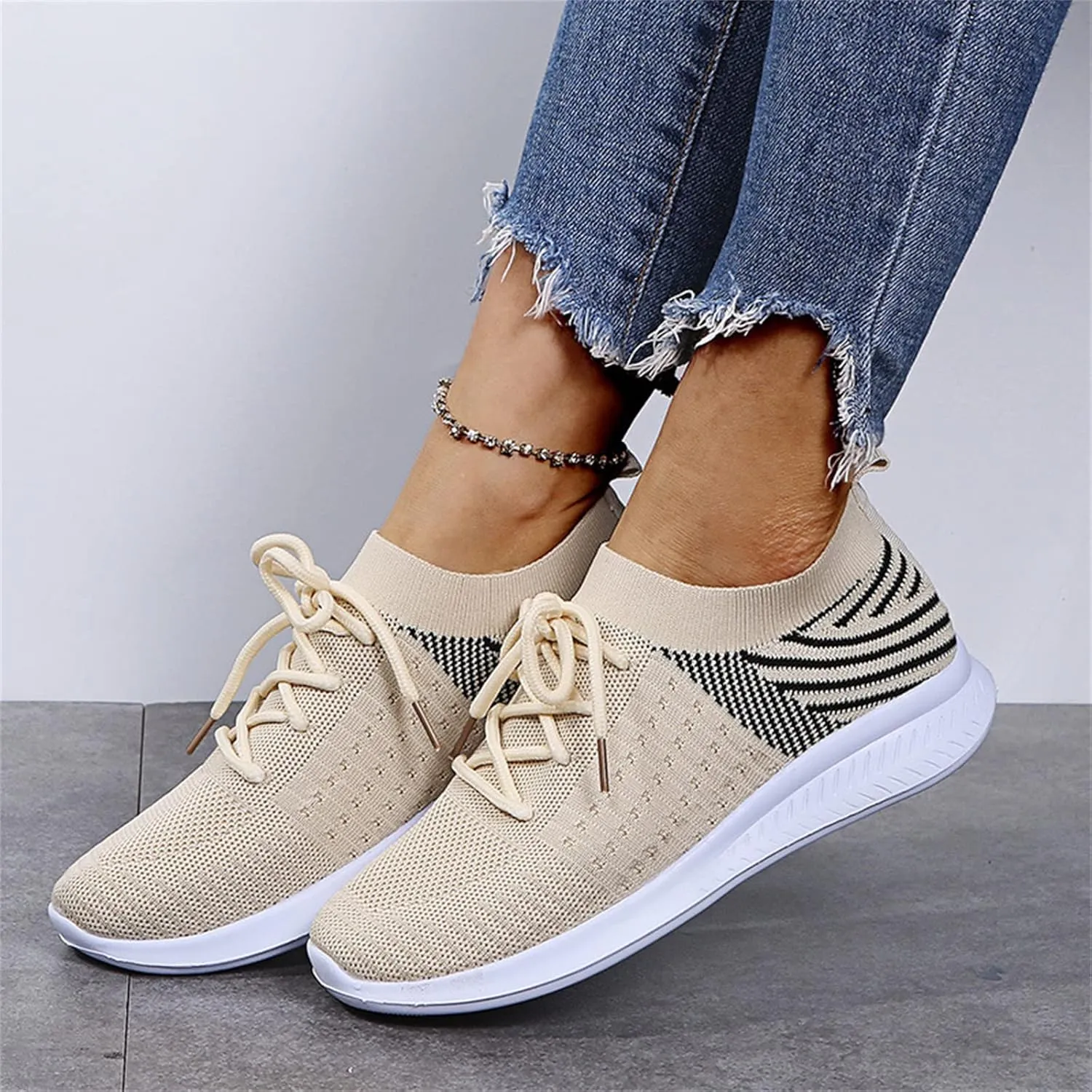 Lausiuoe Sneakers For Women Walking Shoes Comfortable Lightweight Breathable Slip On Sneakers for Women Work Workout Gym