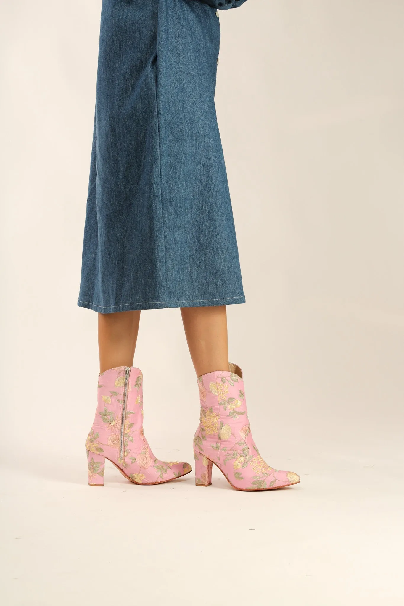 LIGHT PINK HIGH HEEL BOOTS PERRY