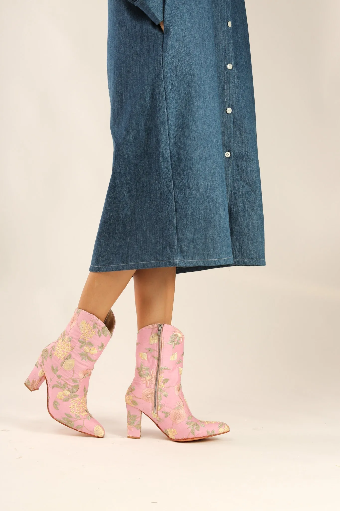 LIGHT PINK HIGH HEEL BOOTS PERRY