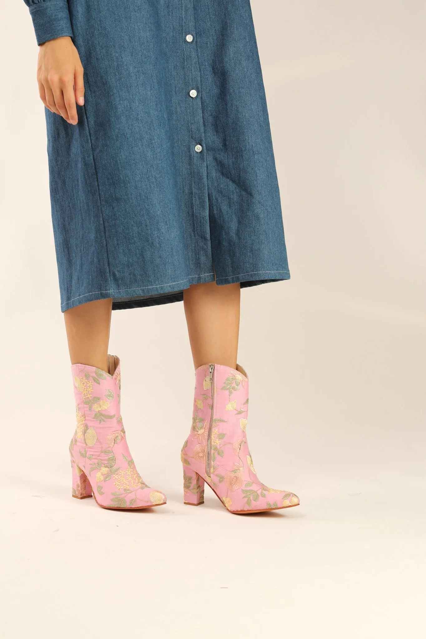 LIGHT PINK HIGH HEEL BOOTS PERRY