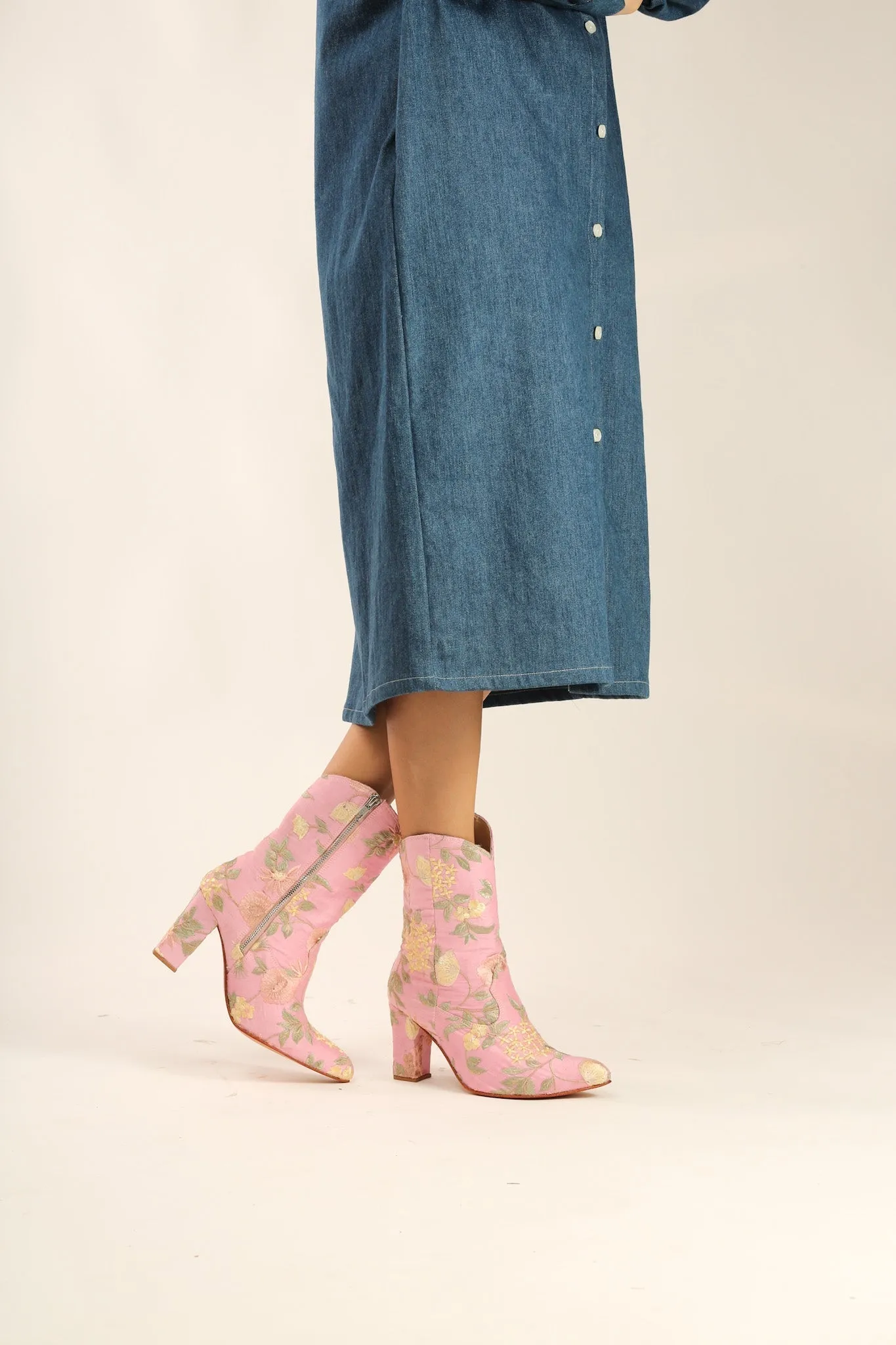 LIGHT PINK HIGH HEEL BOOTS PERRY