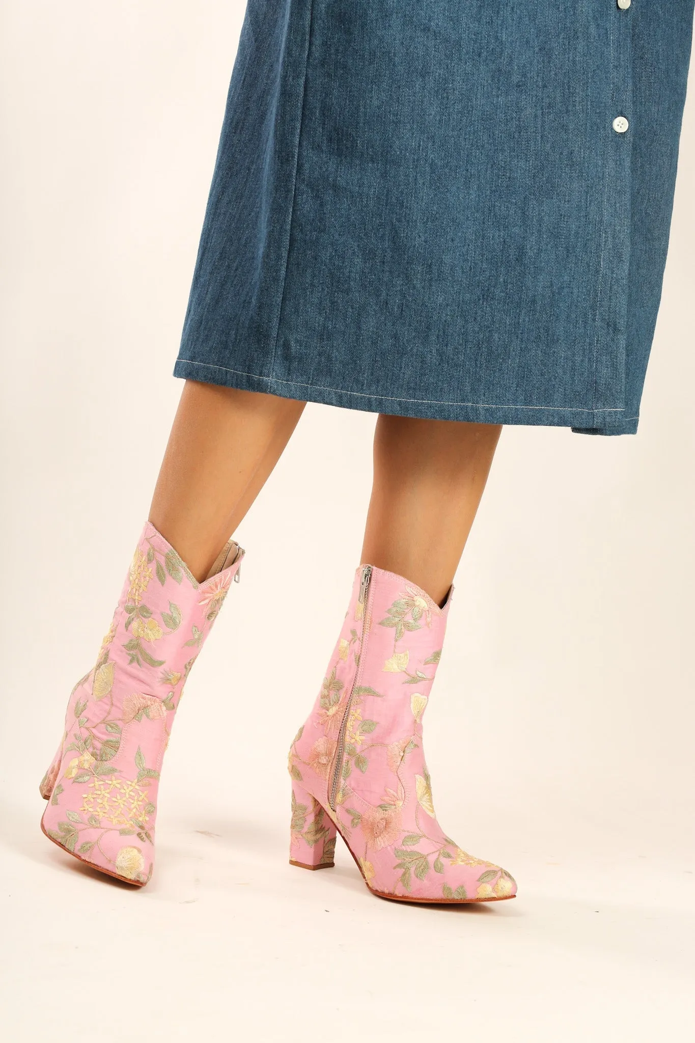 LIGHT PINK HIGH HEEL BOOTS PERRY