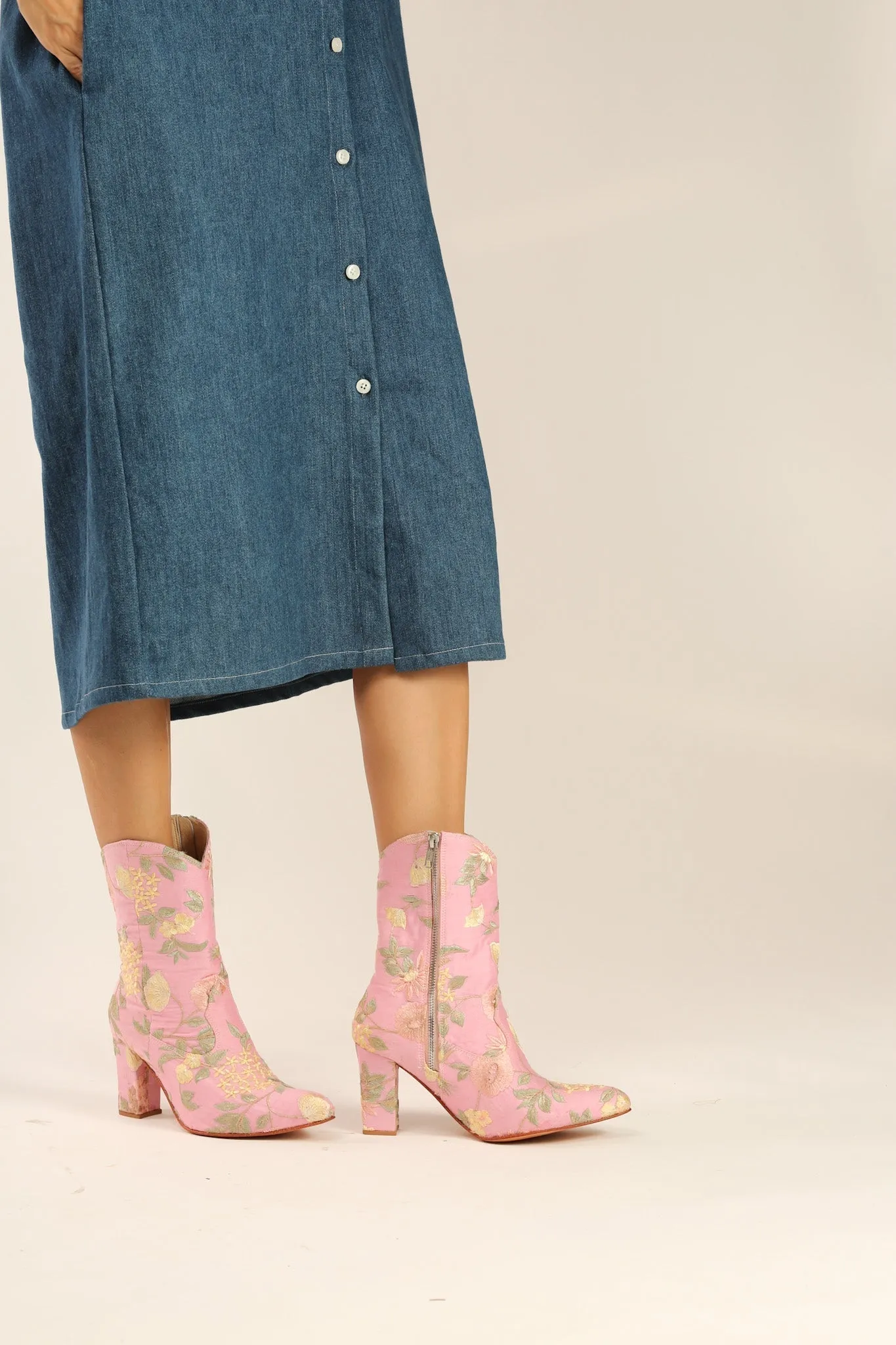 LIGHT PINK HIGH HEEL BOOTS PERRY