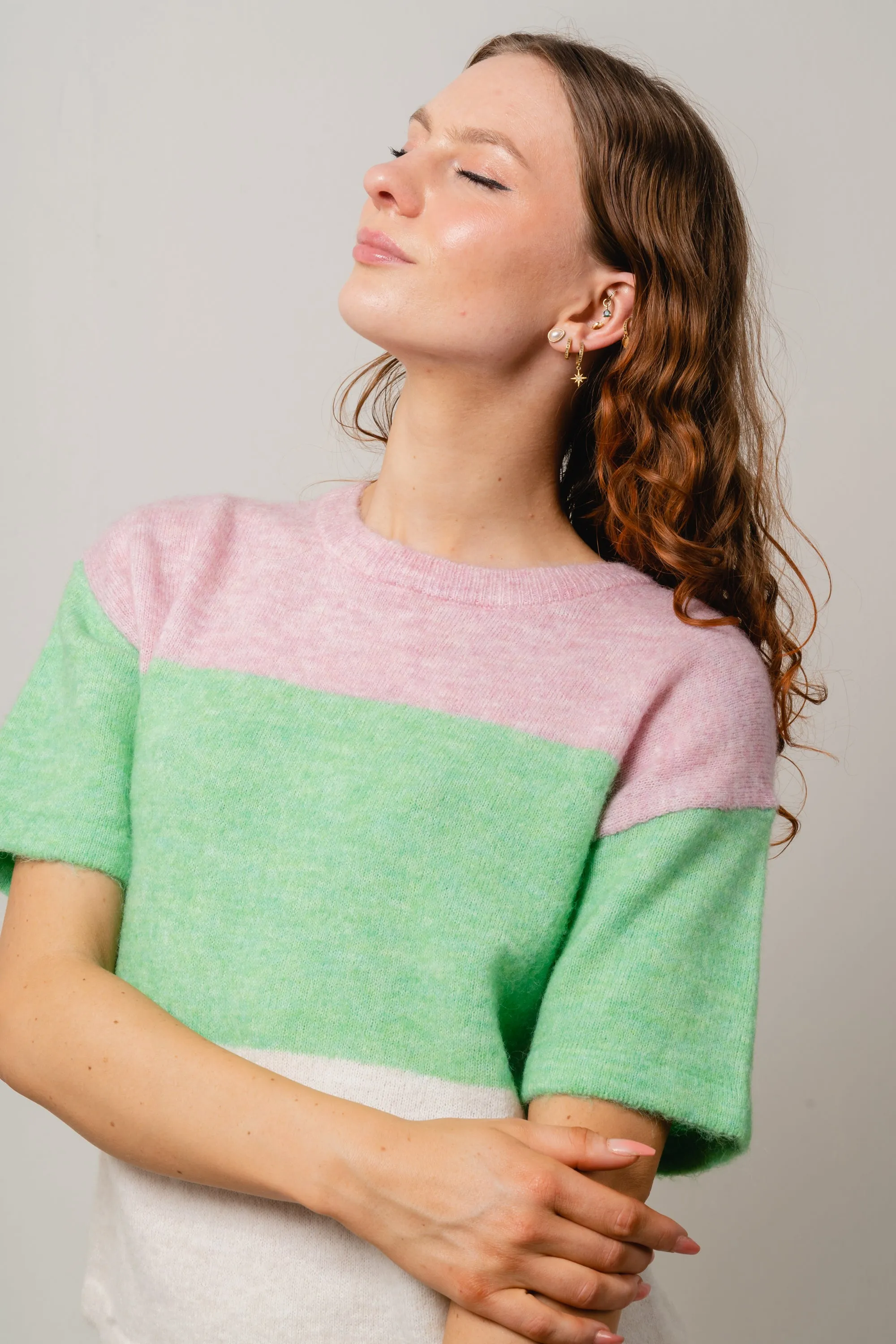 Liliana Me 2/4 Knit O-Neck - Sweet Lilac Absinthe And Birch