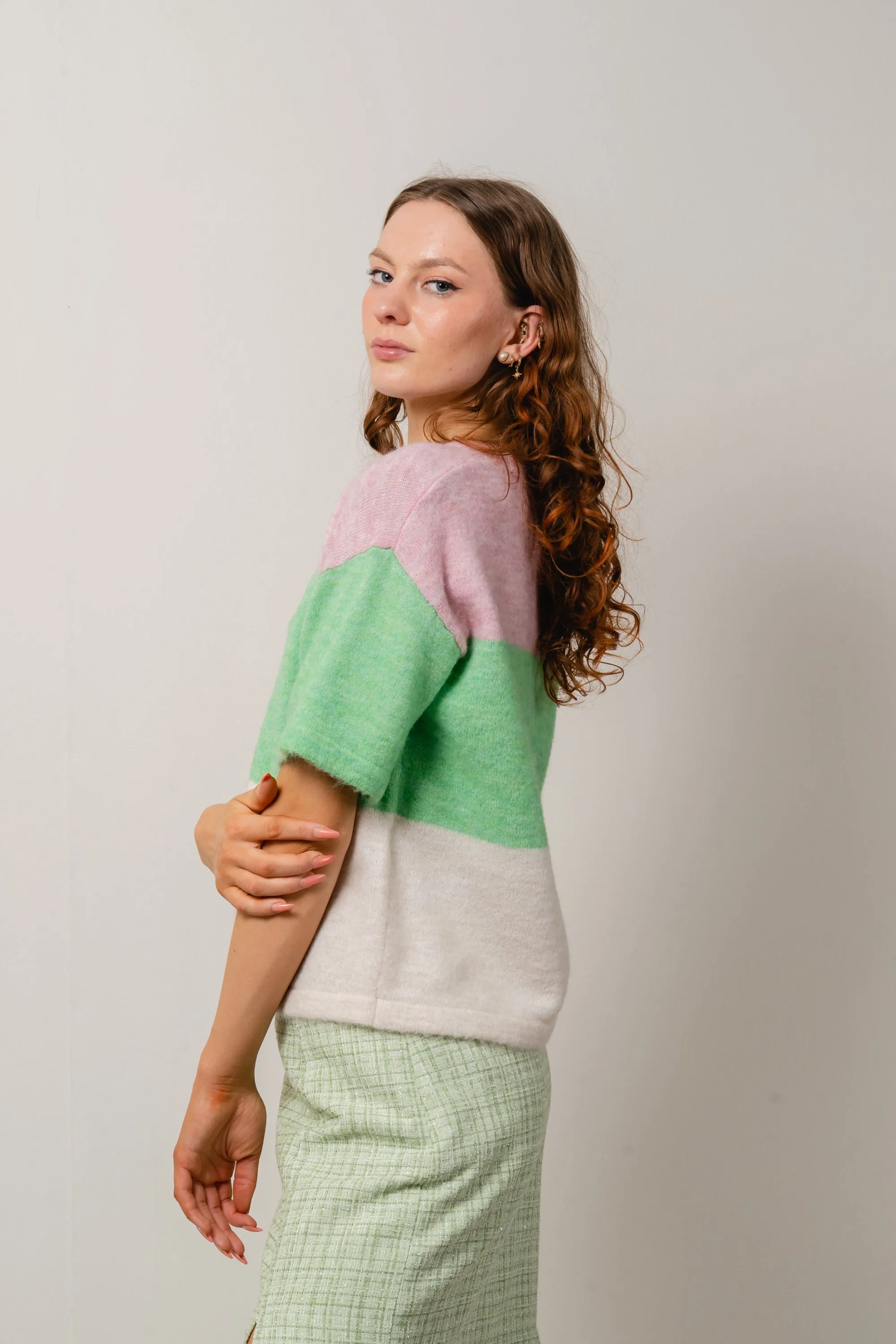 Liliana Me 2/4 Knit O-Neck - Sweet Lilac Absinthe And Birch