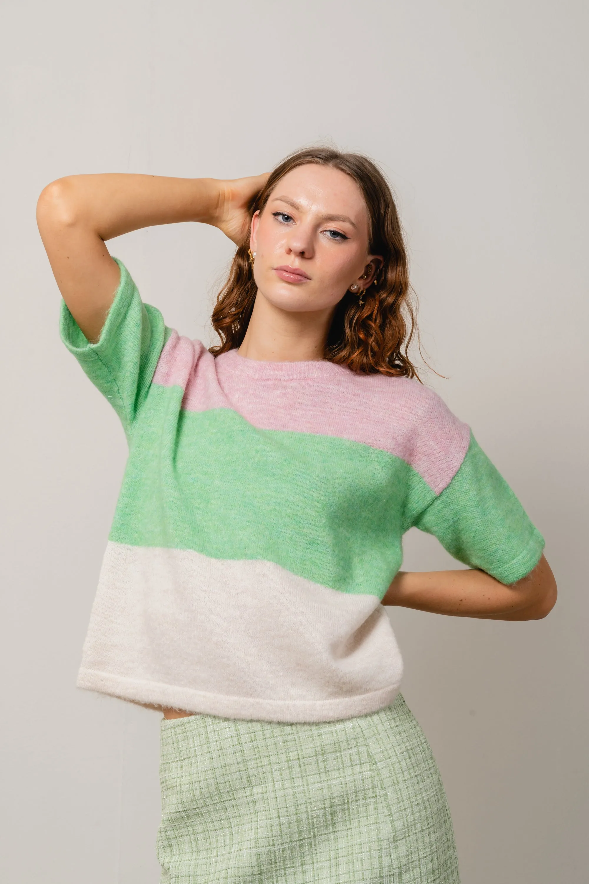 Liliana Me 2/4 Knit O-Neck - Sweet Lilac Absinthe And Birch
