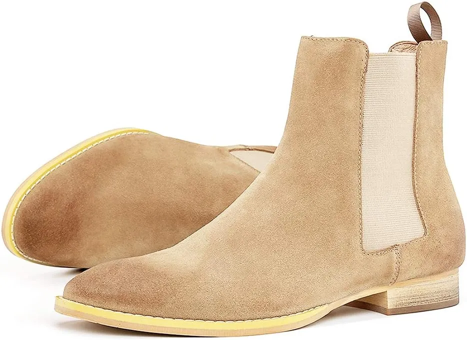 Men's Chelsea Boots Suede Dress Boots Casual Chukka Ankle Boots for Men