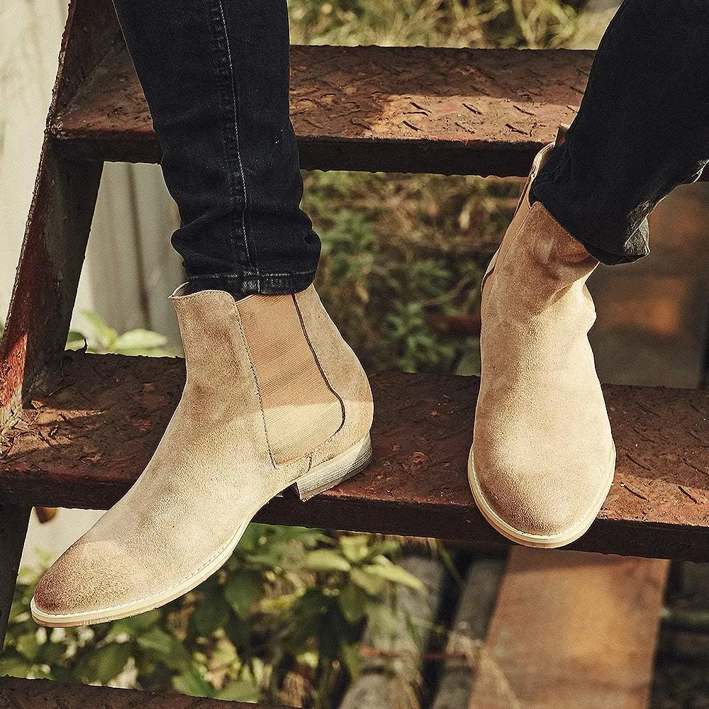 Men's Chelsea Boots Suede Dress Boots Casual Chukka Ankle Boots for Men